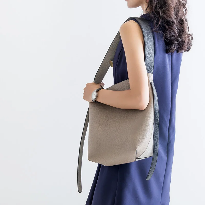 2020 новая стильная простая сумка ведро женская модная большая в Корейском стиле