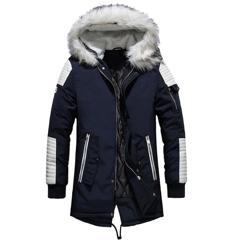 Color 3 Laamei новая зимняя куртка с воротником из искусственного меха длинные толстые хлопковые парки куртка пальто Мужская Верхняя одежда с капюшоном и карманами Водонепроницаемая Куртка парка - Цвет: Color 3