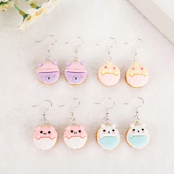 

1pair Cute Resin Macaron Cake Drop Earrings Food Resin earring for Birthday Gift Child Girls Teens Jewelry