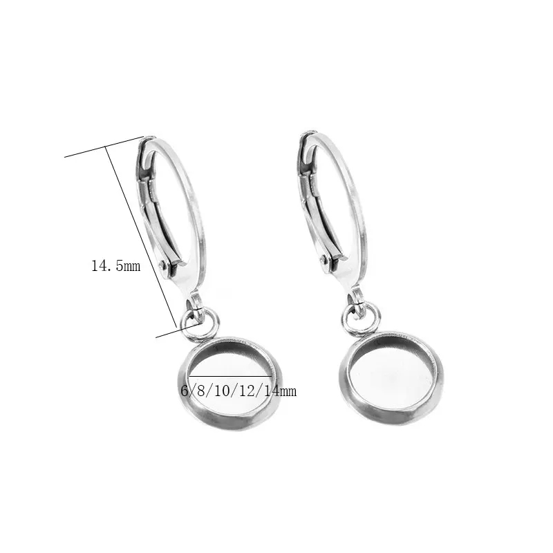10pcs 스테인레스 스틸 골드 컬러 귀걸이 기본 결과 6/8/10/12mm 금속 카보 숑 설정 기본 Diy 귀걸이 용품 쥬얼리에 대한