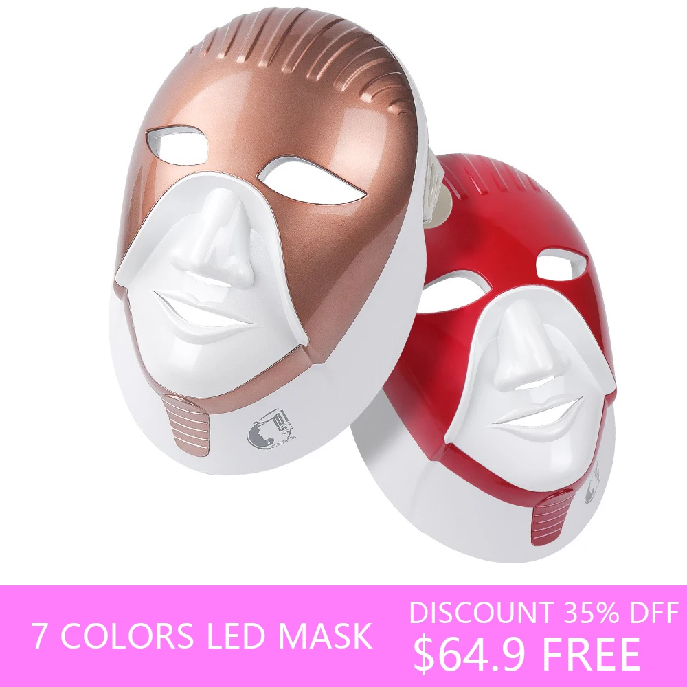

Rechargeable 7 Colors LED Facial Mask For Skin Care Acne Light Mask With Neck Egypt Style Photon Therapy Led Mask Face Beauty