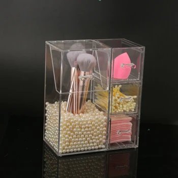 

Clear Acrylic Makeup Brush Organizer Earring Holder Drawers Cosmetic Brush Storage Box With Lid Multifunctional Jewelry Organizer Holder Case Cotton Swab/Pad Makeup Storage Box Pearl And Box Seperated Sales