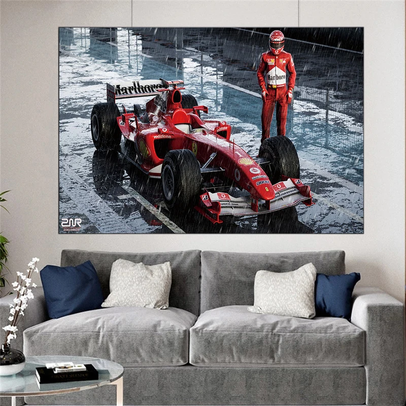 Картина на холсте Ferraris F2004 автомобиль F1 гоночные спортивные автомобили настенный