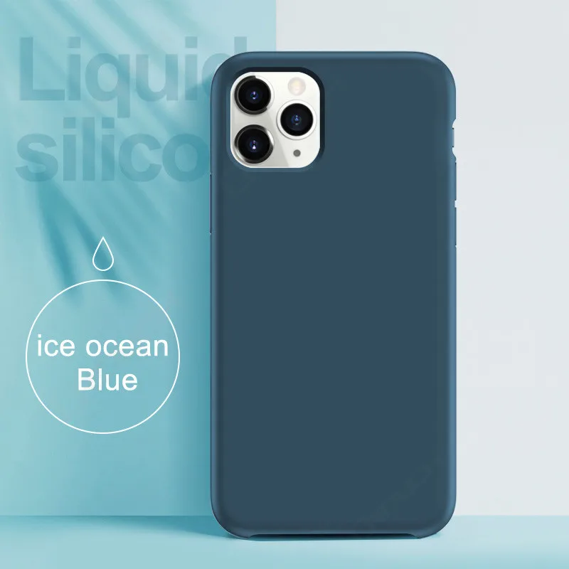 Роскошный официальный силиконовый чехол с логотипом для iPhone 11 Pro Max, жидкий силиконовый тонкий чехол для iPhone 11 Pro Max, официальная коробка - Цвет: Ice ocean blue