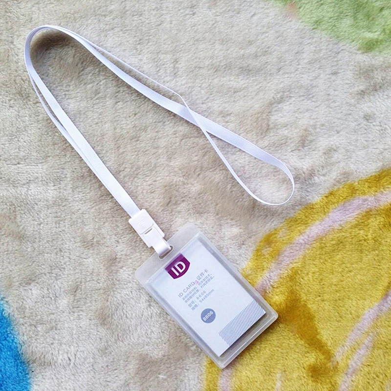 Пластиковый Id Чехол держатель карточек для бизнеса со шнурок для ожерелья 1 шт - Цвет: White