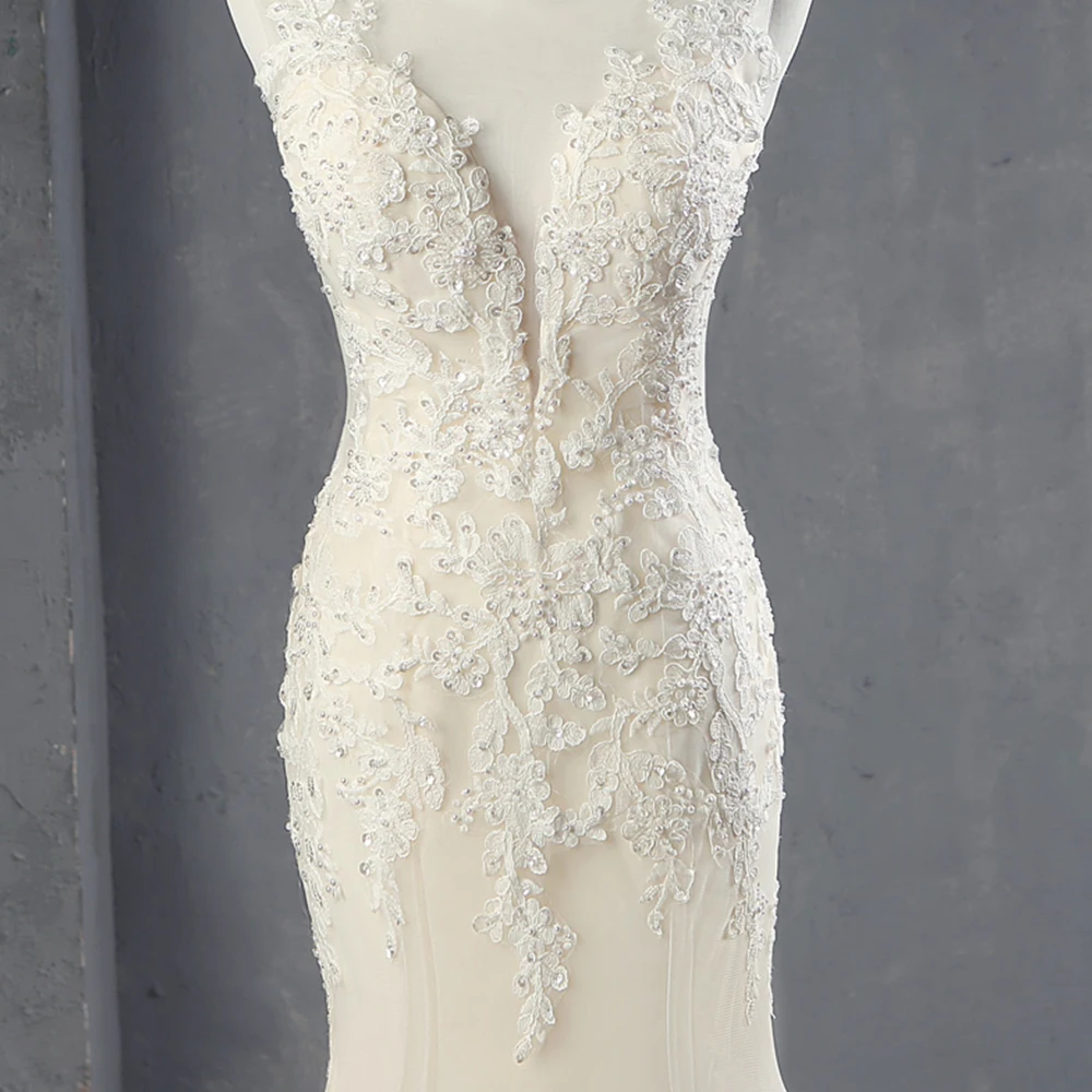 Новое поступление Свадебные платья русалки Vestidos De Novia Corte Sirena аппликации бисером трубы невесты платья Китай Aliexpress