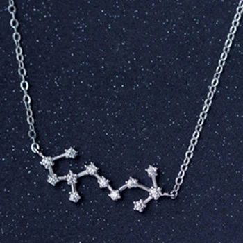 New Design 12 Constellations 925 Sterling Silver Fashion Zircon Women's Necklaces Gorgeous Jewelry Clavicular Chain - Цвет камня: Scorpio