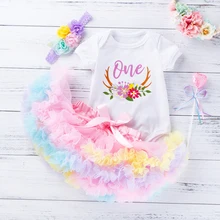 Комплект с юбкой с принтом из 3 предметов; комбинезон для новорожденных девочек; Одежда для младенцев; одежда принцессы для маленьких девочек; подарки на день рождения