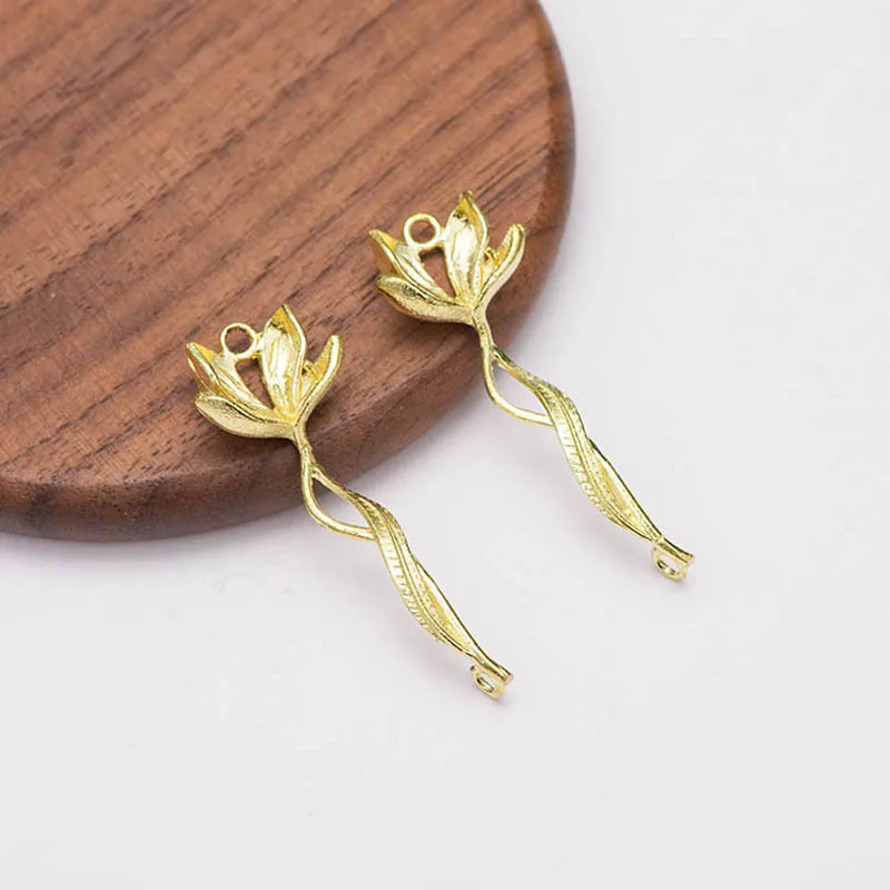 

20pcs Lotus Flower Leaf Branch Connectors Pendant Charms High Quality Metal DIY Bride Wedding Hair Jewelry Decora Accessories
