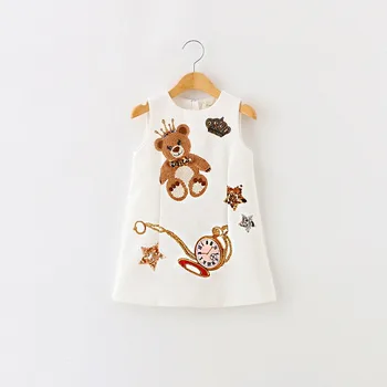 

Girls Crown Bear Dress 2019 Kids Cartoon Dresses For Girls One-Piece Dress Girl Summer Sleeveless Dress