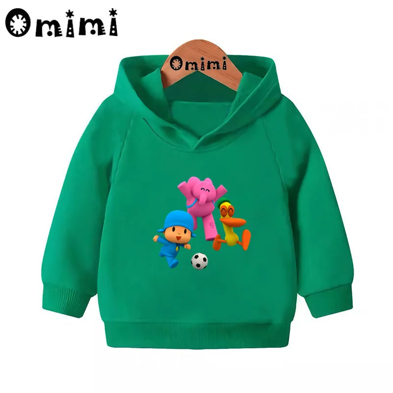 Pocoyo/Забавный детский свитер с рисунком; детские толстовки с капюшоном; крутой пуловер для малышей; топы для девочек и мальчиков; осенняя одежда; KMT5313