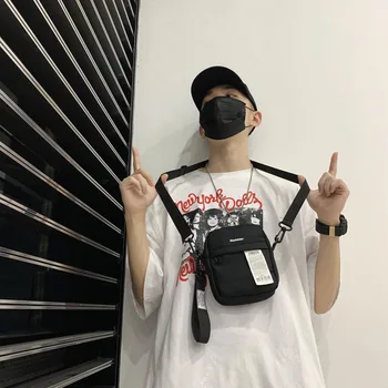 

Fashion Cool Japanese Korean INS White Label Canvas Unisex Spring Machine Vehicle Series Shoulder Bag Soft Shoulder Square Sling