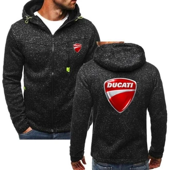 

Mens Winter Leisure Ducati Car LOGO Casual Hoodies Thicken Warm Zipper Solid Color Sweatshirts Harajuku Style Coat Fast delivery