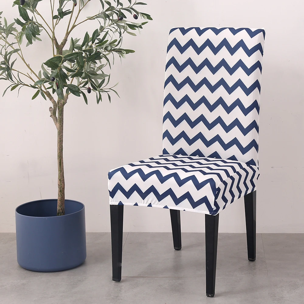 1/2/4/6 шт. чехлы для стульев в полоску с принтом из стрейчевого эластичного материала сиденья для Свадебная вечеринка дома Кухня Обеденная спандекс крышка