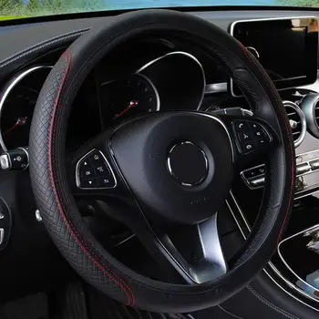 

2 Color DIY Texture Soft Auto Car Steering Wheel Cover With Needles And Thread Artificial Leather Car Styling Covers Suite Hot