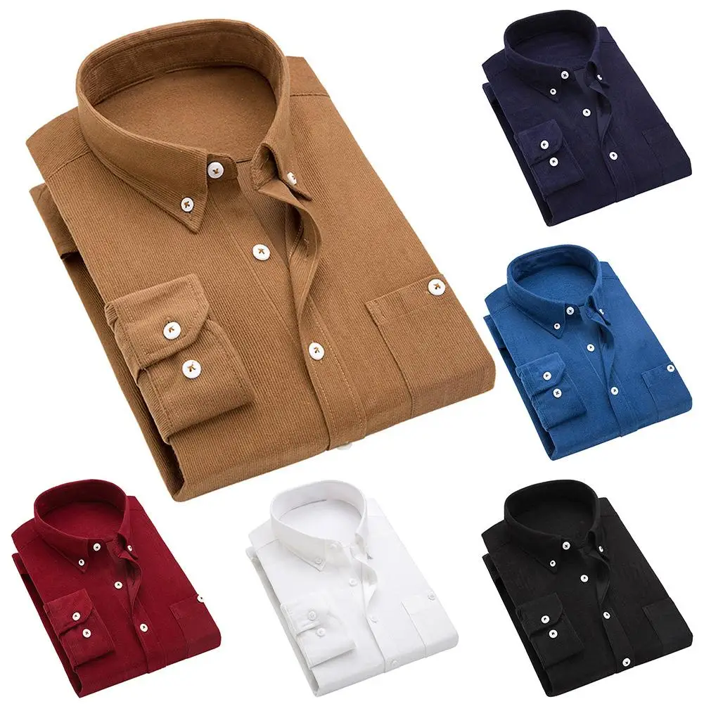 Men Plus cashmere Cufflinks Shirt 2019 New Men's Stripes Shirt Long