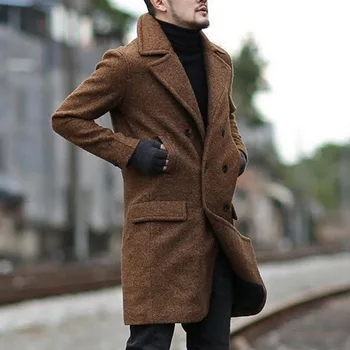 

Adisputent Fashion Men Thick Warm Blend Coat Woolen Overcoat Autumn Winter Loose Windbreaker Jacket Boy Grey Oversized Long Coat