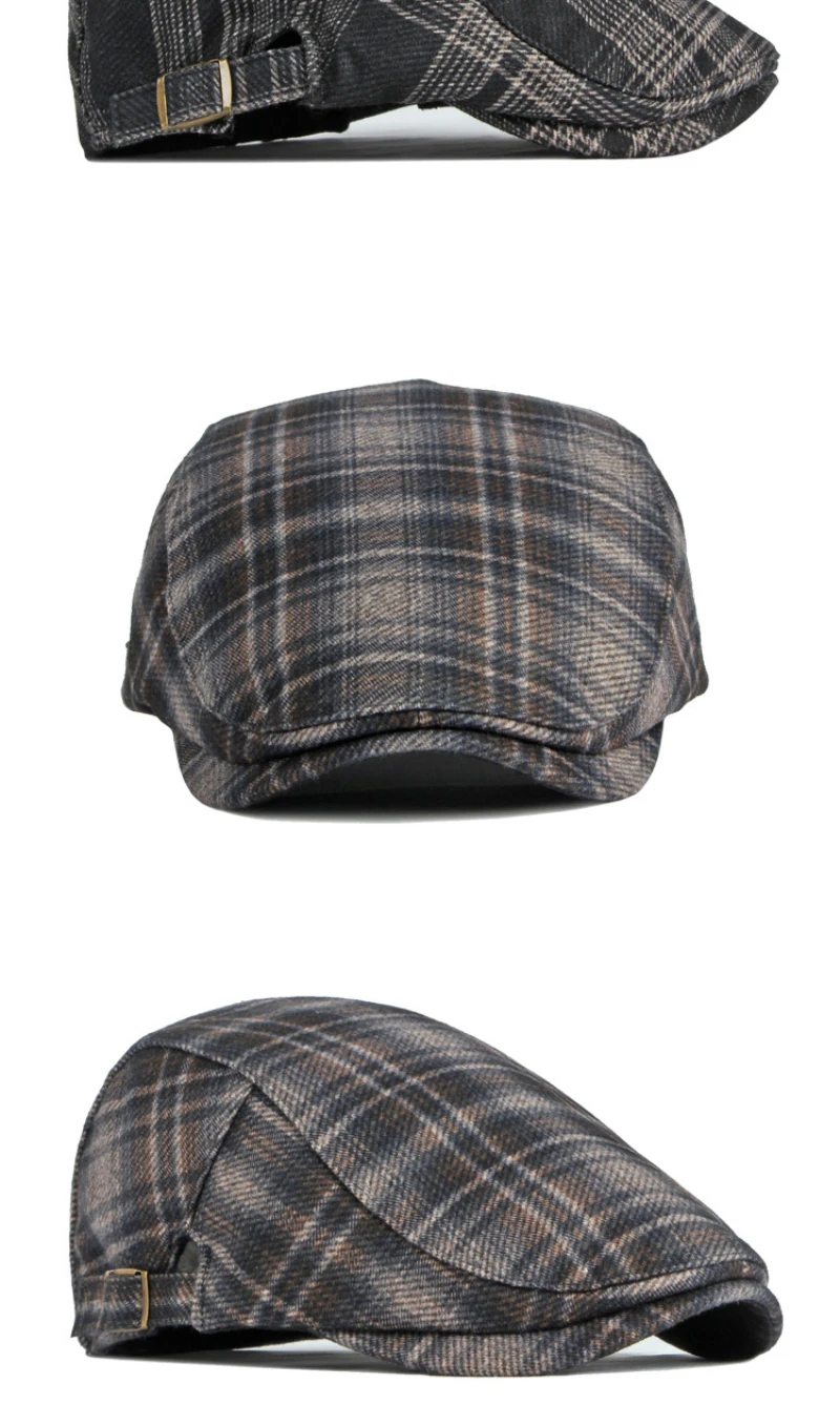 HT3964 Berets Neue Herbst Winter Hut Vintage Baskenmütze Kappe für Männer Frauen Plaid Flache Kappe Männlich Weiblich Retro Künstler Maler Baskenmütze Hut – Detail 8