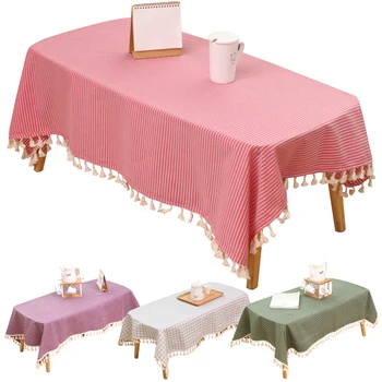 

Printed Table Cloth Dining Table Cover with Tassels Tablecloth For Home Kitchen Decoration
