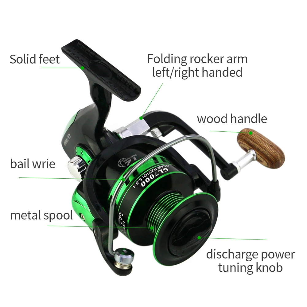 New Fishing Reels Spinning 5.5:1 Ball Bearings Right/Left Metal Spool Fishing Tackle Spool Saltwater Fishing Accessories