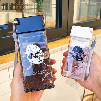 

JOUDOO 350ML Creative Water Bottle Outdoor Tour Plastic Sports Bottles For Water Leak-Proof Square water bottle 35