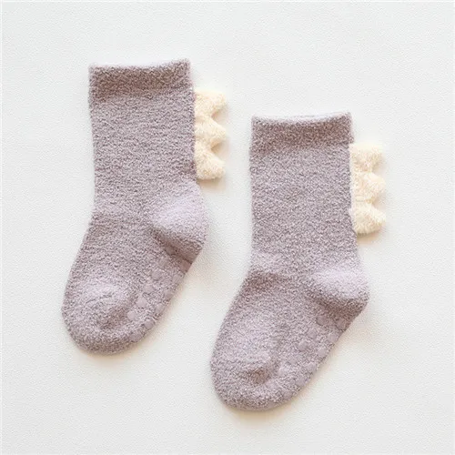 Фиолетовый Детские носки из кораллового флиса для девочек зимние теплые носки для маленьких мальчиков антискользящий для новорожденных носки для маленьких девочек, детская зимняя одежда, аксессуары - Цвет: Фиолетовый