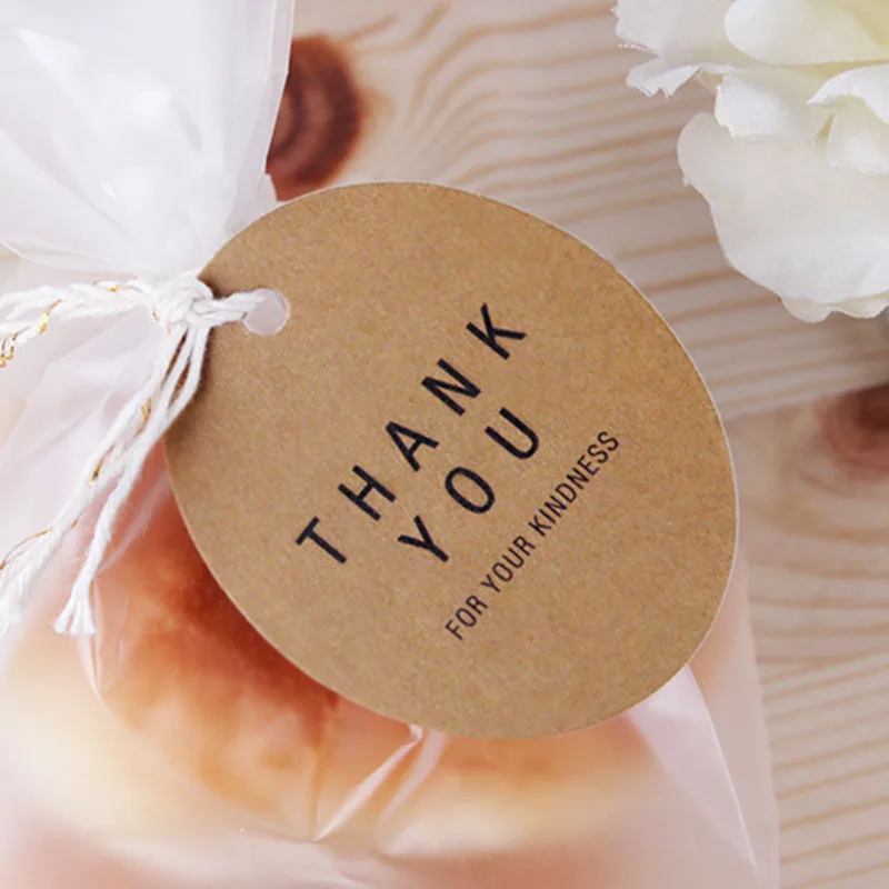 100 ПК подарок висячим ярлыком круглый Форма спасибо этикетка самодельный ремесло