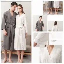 Платье для влюбленных, мужской халат, водопоглощающее, модное полотенце, банный халат, кимоно, вафельный Халат, женский, размера плюс, ночнее платье