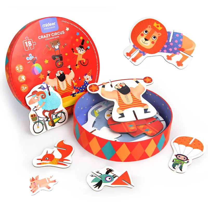 MiDeer детские игрушки-головоломки 3D Сращивание баланс цирк 3Y+ животные построение 18 шт. бумага для обучения Большие Настольные игры для детей