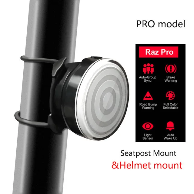 PRO seatpost Raz Pro, умный велосипедный задний светильник, стоп-сигнал, авто-группа-синхронизация, велосипедный задний светильник для шлема, подседельный штырь, задний светильник - Цвет: PRO seatpost