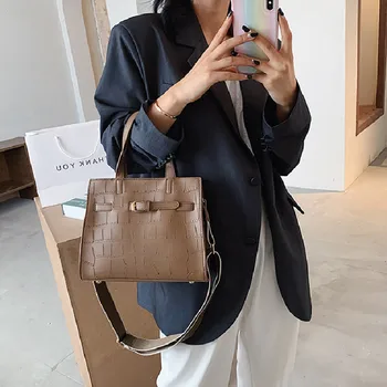 

lady OL elegant commute top-handle handbag for female pu leather black blue brown white one shoulder crossbody bag