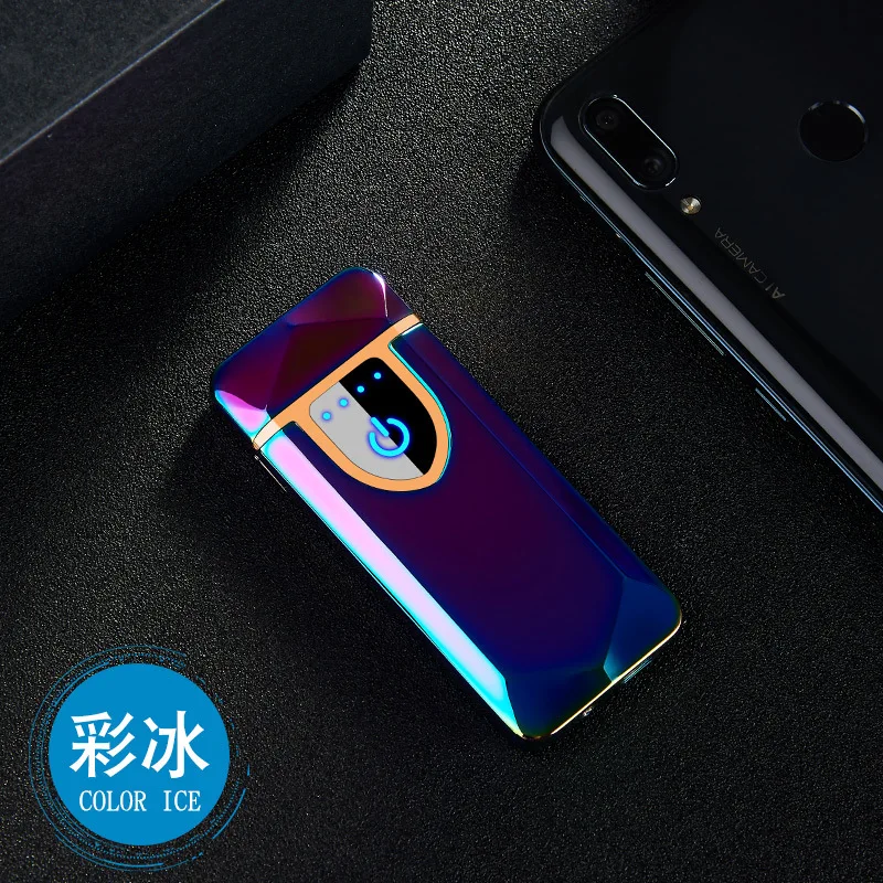 Multicolor Высокое качество, металлическая usb зарядка, Ligther, двойная дуга, плазменные зажигалки, тонкая электрическая перезаряжаемая зажигалка, ветрозащитная, для мужчин, подарок - Цвет: Multicolor