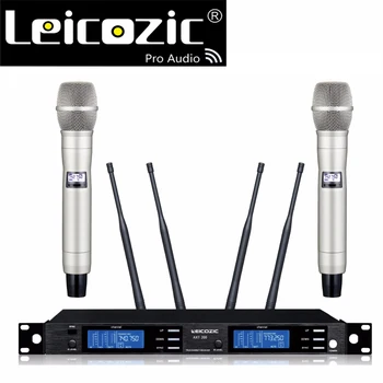 Lecozic-micrófono inalámbrico profesional atx200 de doble canal, micrófono Inalámbrico uhf