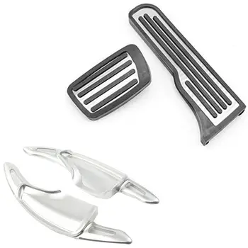 

1 Set Car At Gas Fuel Brake Foot Pedal Pad Cover Trim Case & 2Pcs Aluminum Steering Wheel Paddle Shifter Extension