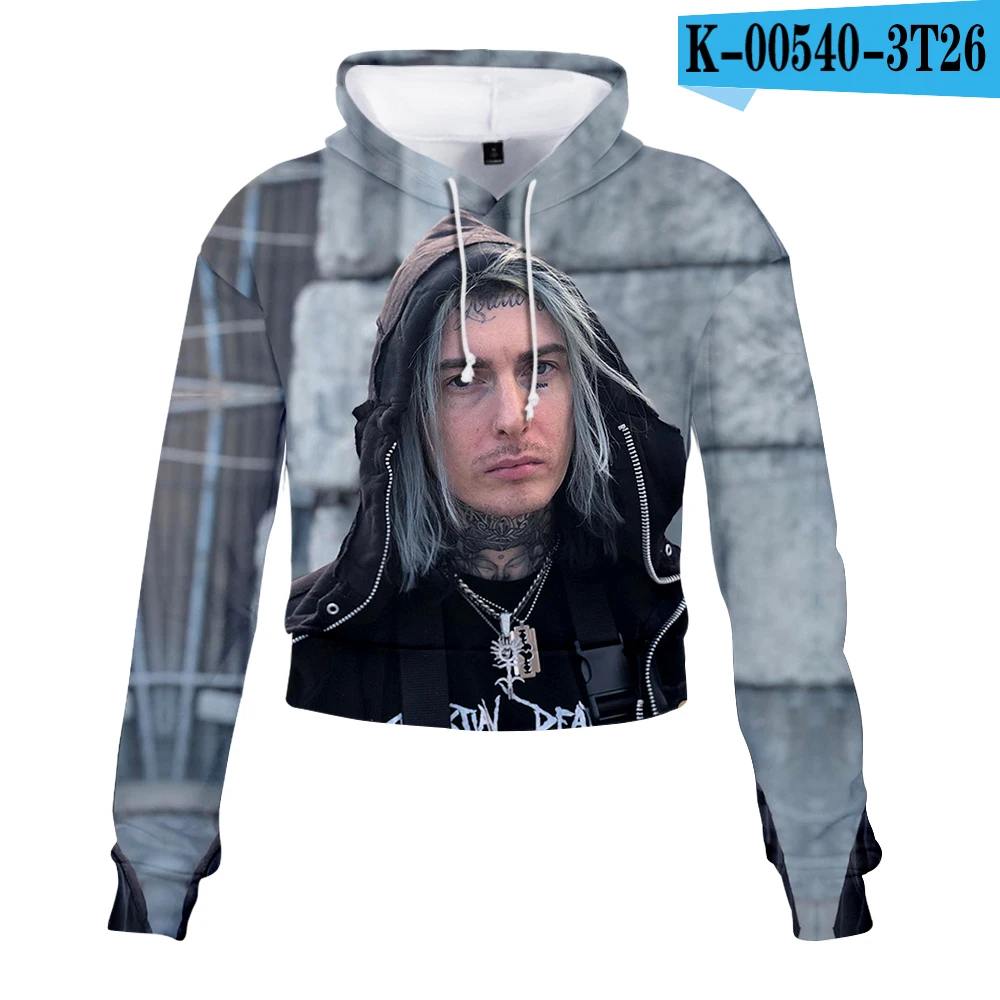 Ghostemane Женская Сексуальная укороченная Толстовка Harajuku зима готический рок Хип Хоп Толстовки Кофты с 3D принтом Лидер продаж Повседневная Vogue - Цвет: one