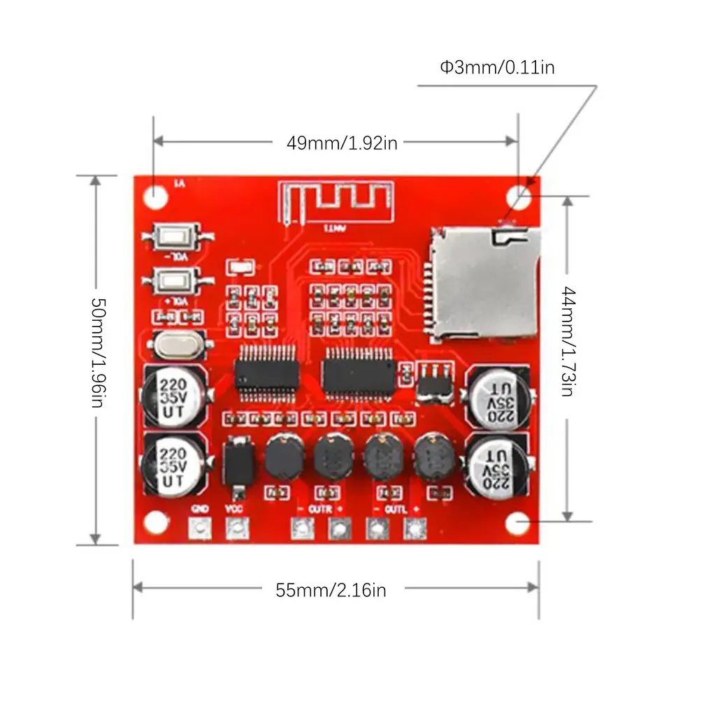 XH-A233 15 Вт X 2 Bluetooth 4,2 цифровой усилитель мощности стерео TF карта воспроизведения 12 В~ 24 В аудио усилитель доска