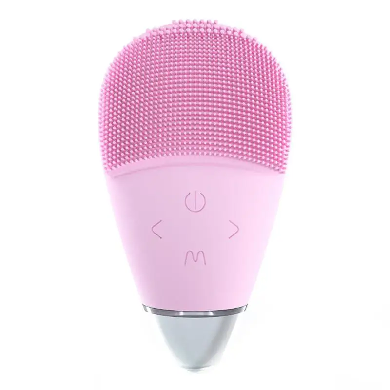 Pink 2 в 1 Водонепроницаемая USB ультразвуковая вибрационная силиконовая мини электромассажная щетка стиральная машина очиститель для лица щетка - Цвет: Pink
