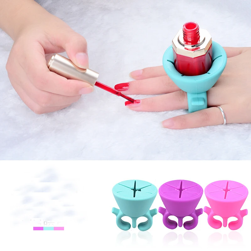 

3 Color Nail Art Tools Nail Flexible Durable Wearable Silicone Nail Oil Bottle Holder Display for nail bottle