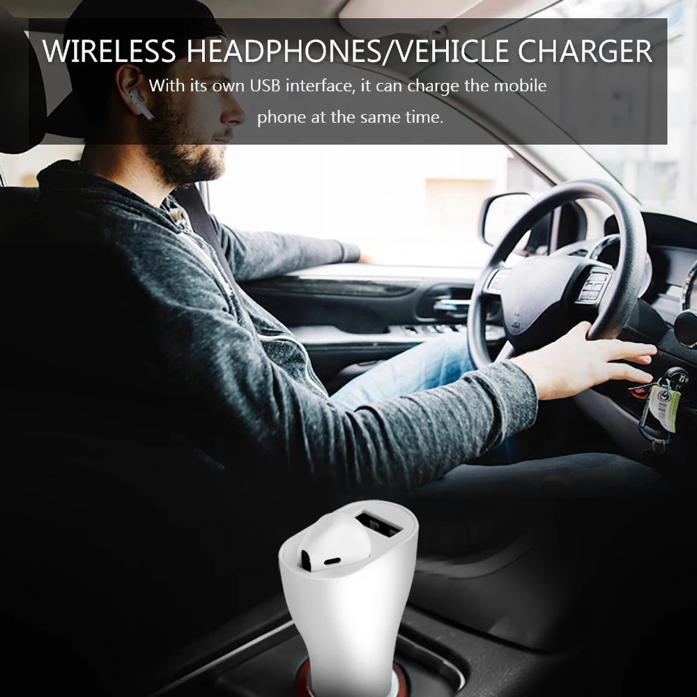 2.4A USB Автомобильное зарядное устройство с Bluetooth наушники гарнитура наушники-вкладыши с микрофоном громкой связи для Iphone samsung huawei