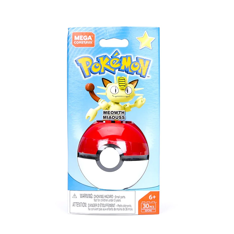 Meowth Mega constrax подлинный Покемон Пикачу Meowth Charmander Bulbasaur Squirtle Jigglypuff с мячом Строительный набор фигурка - Цвет: Meowth