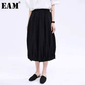 

[EAM] High Elastic Waist White Brief Pleated Temperament Bud Half-body Skirt Women Fashion Tide New Spring Autumn 2020 1U178