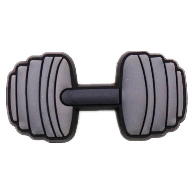31 Kinds of Fitness Medical Food Shoe Charms Accessories Cute Animals PVC Shoe Decoration for Croc jibz Kids Party X-mas Gifts Black dumbbell