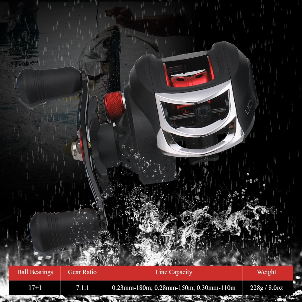 

LIXADA 17 + 1 Bearings Waterproof Left / Right Hand Baitcasting Fishing Reel High Speed Fishing Reel with Magnetic Brake System