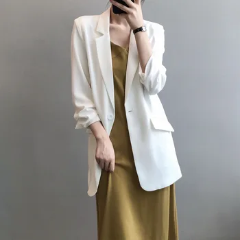 

2020 summer new casual small suit female solid color fashion wild thin section drape suit sunscreen jacket women