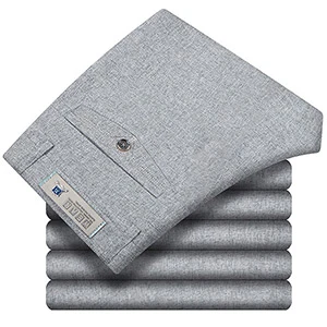 Мужские льняные повседневные брюки - Цвет: Light Gray
