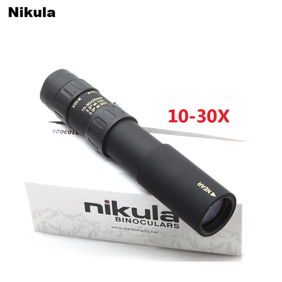 

Original binoculars Nikula 10-30x25 Zoom Monocular high quality Telescope Pocket Binoculo Hunting Optical Prism Scope no tripod