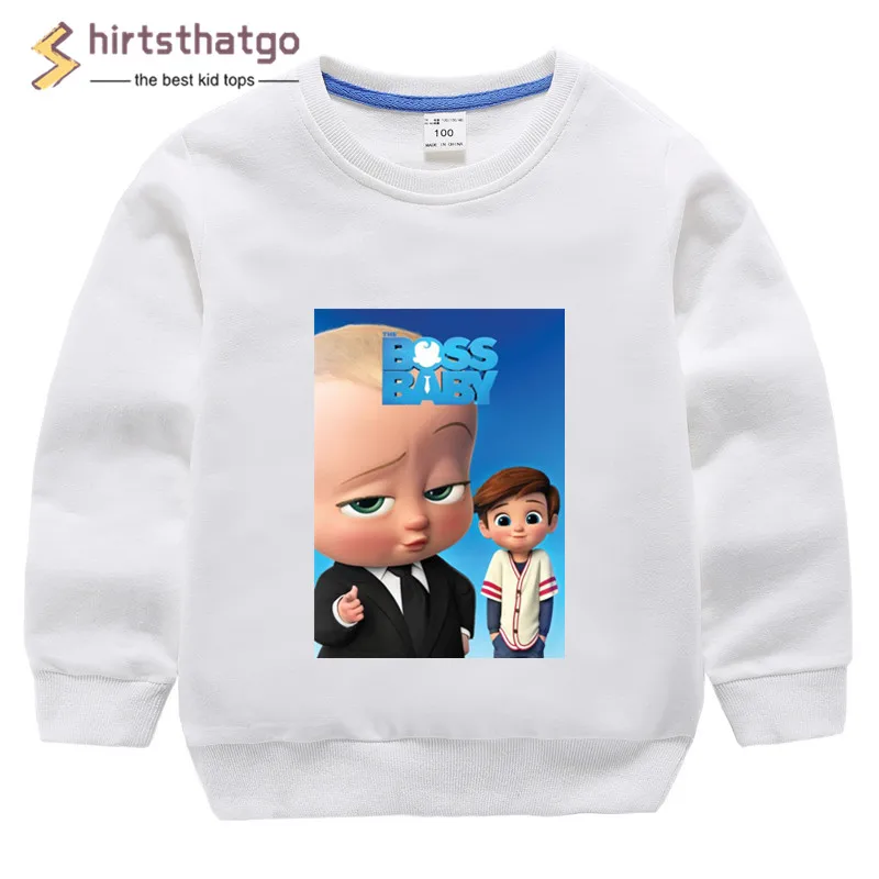 T127S-c white Little Boy and Girl BOSS BABY Pattern Hoodies Sweatshirts Kid Cotton Pullover Tops Autumn Black Friday Gift - Цвет: T127S-c white