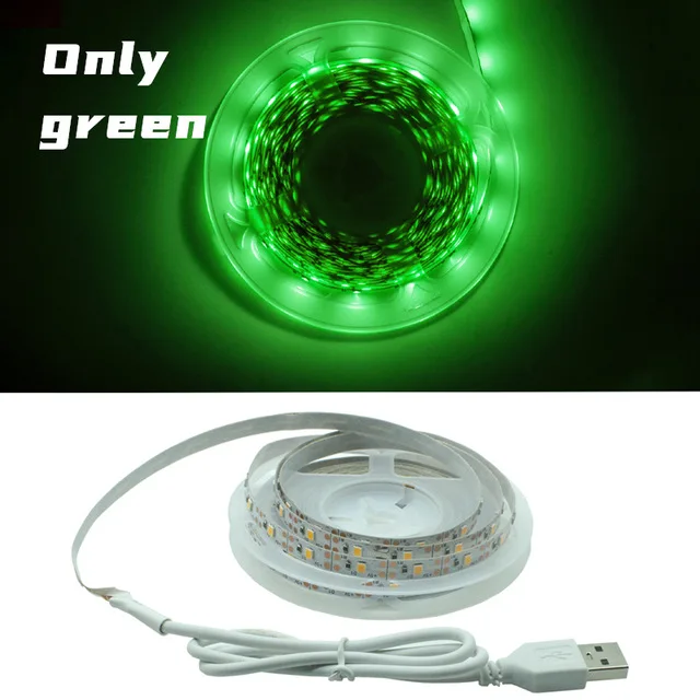 LED Strip Light RGB 2835 Flexible Lamp Tape Diode USB Cable 3 Key Control DC5V 1M 2M 3M 4M 5M Desk Screen TV Background Lighting Only green