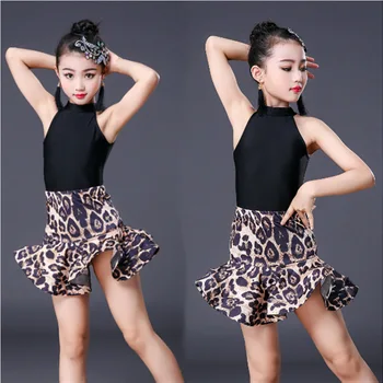 

Adult & Kid Latin Ballroom Dance Dress Girls Performance Latin Suit Kids Dance Top & Skirt Sets Latin Competition Costumes