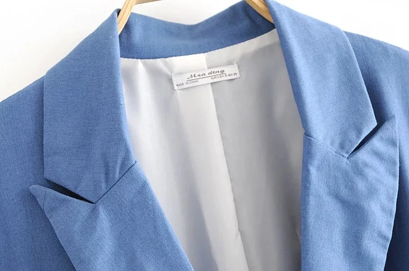 Heydress женские осенние пояса Блейзер костюм Офисная Леди синий карман хлопок и лен брюки женский модный блейзер для работы